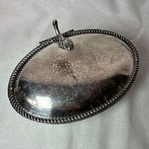 Vintage Silver-Plated Crumb Catcher Dish Hinge Lid Thumb Silent Butler‎ Tray